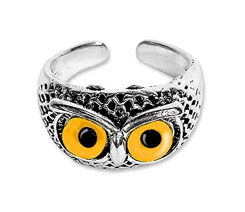 Bague de pouce œil de démon jaune et hibou symbole de chance
