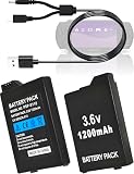 ROYEUEU Replacement Battery for Sony PSP 3001: 2PCS 3.6V 1200mAh PSP-S110 Battery Pack Compatible with Sony PlayStation PSP 2000 3000 2000/3000 2001 Slim Lite S110 Game Console with USB Charger Cable