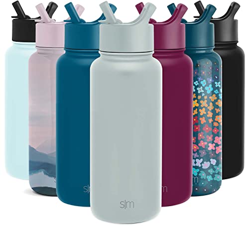 Simple Modern Water Bottle with Straw Lid Vacuum Insulated Stainless Steel Metal Thermos | Reusable Leak Proof BPA-Free Flask for Gym, Travel, Sports | Summit Collection | 32oz, Sea Glass Sage