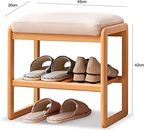 Banc d'entrée moderne en bois avec grand meuble à chaussures intégré