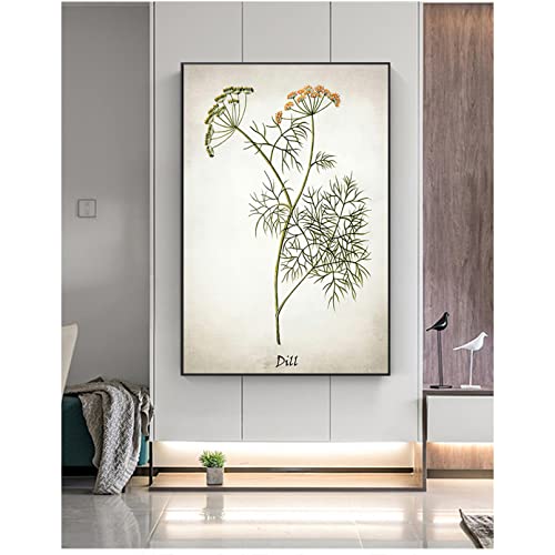 Toile herbes botanique cuisine WAXBHERWS art mural haut de gamme
