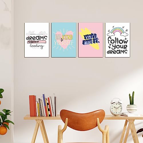 Image of PAPER PLANE DESIGN Poster Frames Black Wall Hangings Size- 8.25 x 11.75 inch, Set of 4, Motivational Quotes D4 (D)