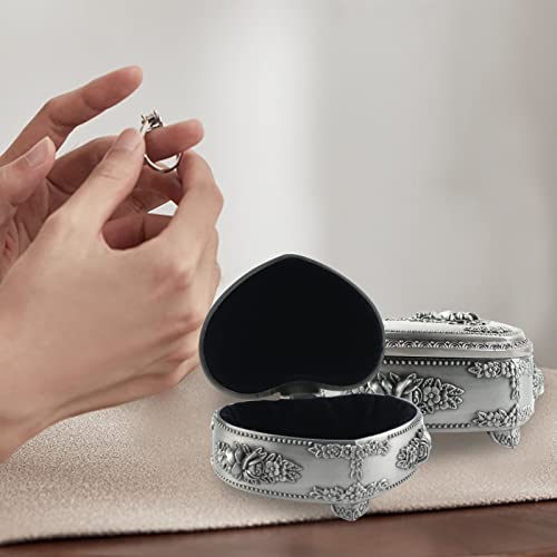 Tbwhl Mini Jewelry Box Rose Ring Jewelry Holder Heart Shaped Gift Box Vintage Decor For Girls Women #TOP4