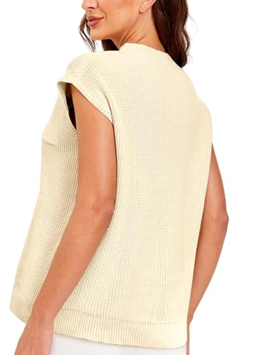 Women Sleeveless Knit Zip Sweater Vest Loose Fit Mock Neck Casual Tank Top with Front Pocket4