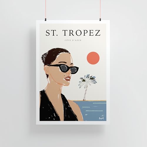Art mural St. Trop A4 affiche paysager pour sublimer votre salon vintage