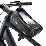 Lamicall Waterproof Bike Frame Bag - [1s Remove & Install] 2025 Bicycle Phone Pouch with Reflective Strip Sun Visor, Crossbar Top Tube Stem Bag for Mountain Bike Cycling, TPU Screen for Phone up to 7”