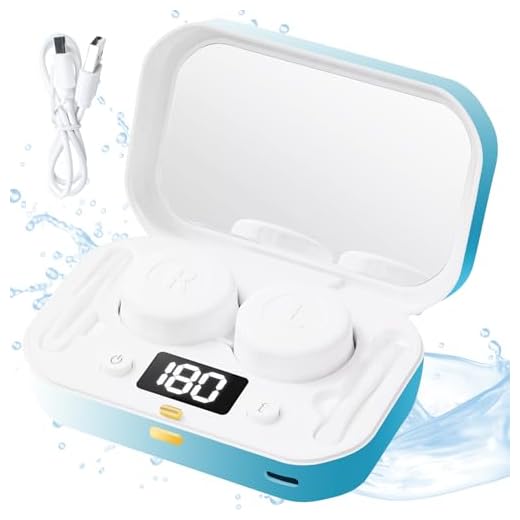 CASBOMY Contact Lens Clean Machine, Portable Ultrasonic Contact Lens Cleaner with 4 Timing Modes, 360° High-Frequency Vibration for Cleaning Soft Lenses, Colored Contact Lenses (White to Blue)