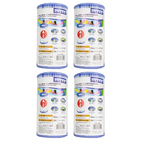 Intex 29000E 8" x 4.25" Type A Easy Set Above Ground Pool Replacement Filter Cartridge for Intex or Similar Brand Pool Pumps, (4 Pack)