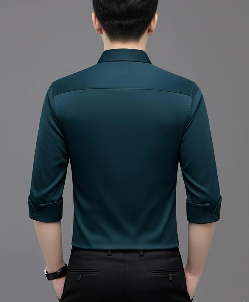 Image of IndoPrimo Men's Premium Satin Shirt for Party, Formal & Casual Wear - Stylish Designer Full Sleeve Shirt for Men