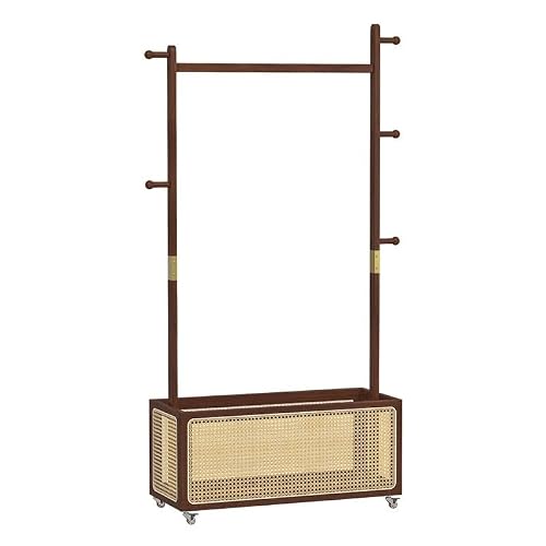 Dh2yjnbf3 Standing Open Style Wardrobe Bedroom Storage Rack Cloakroom Clothes Hanging Movable Shelf Multifunctional Hallway