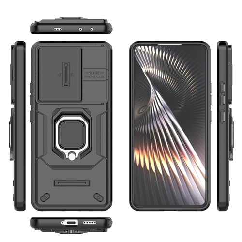 Image of CamShield Pro Case with Slide Camera Protection and 360 Protection Ring Stand Bumper Back Case Cover for Mi Redmi Turbo 3 5G (Black)