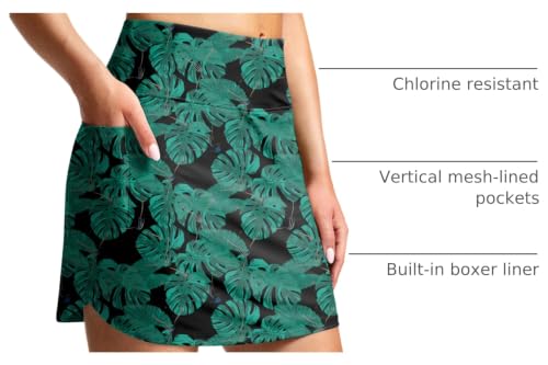 Image of SANTINY Women's 17'' Long Swim Skirt with Pockets High Waisted Modest Tummy Control Swimsuit Skirt Bathing Suit Bottoms