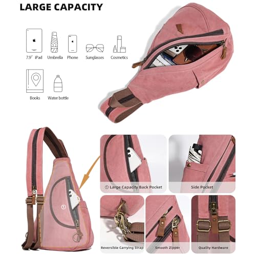 KL928 Canvas Sling Bag - Small Crossbody Backpack Shoulder Casual Daypack Rucksack for Men Women(Large Version)