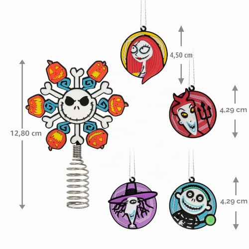 Hallmark Disney Tim Burton's The Nightmare Before Christmas, Miniatur-Weihnachtsbaumspitze und 4,3 cm Mini-Ornamente, bruchsicher, 5 Stück – Ansicht 4