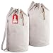 Canvas Duffel Bag - 2 PACK - Drawstring with Leather Closure and Shoulder Strap for Easy Carrying. The Strong Canvas Material makes this a Reliable Bag for Laundry, Travel or Camping. (28 x 14 Inches)
