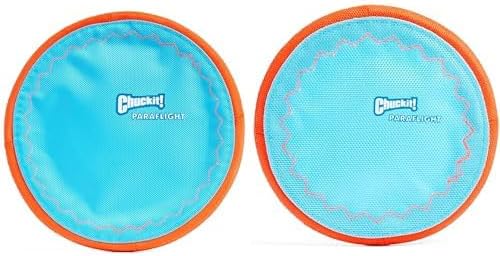 Chuckit! Paraflight Flying Disc Dog Toy Bundle - Large 9.75" & Small 6.75" Water Floating Flyers - Durable Nylon with Soft Rubber Edges