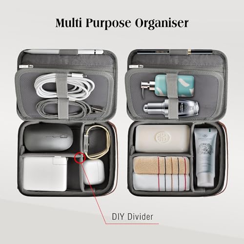 WIWU Tech Pouch Cable Organiser Bag with Handle Large Capacity Electronics Accessories Travel Organizer Adjustable Dividers for Travel Office School Fit Chargers Cables Power Bank Hard Drives(Black) - Image 3