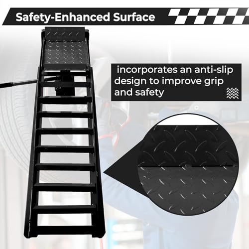 Rovibek 2 Pack Hydraulic Car Ramps 5t 11000lbs, Car Lift Service Ramps, Heavy Duty Steel Car Lift Ramp Height 11.6"-16.5", Auto Ramps for Changing Oil for Maintenance, Black - Thumbnail 5