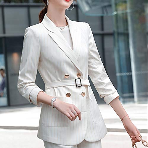 Durable Desgaste del negocio de manera ocasional del juego de ropa de trabajo Traje, estilo: chaqueta + pantalones (Color : White, Size : S)