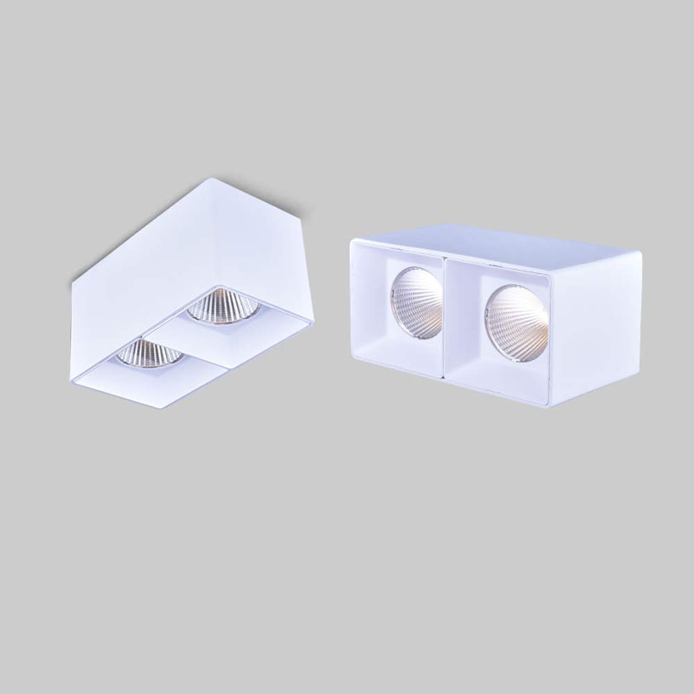 Focos LED de Doble Cabezal con Panel Cuadrado de Aluminio empotrables en el Techo ultrabrillantes antideslumbrantes direccionales para Uso Comercial y,Luz Blanca cálida_5w