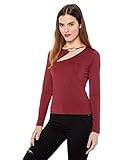 guess kleid rot schwarz Ausschnitt vorne. Guess Damen Long Sleeve Cheryl TOP Smokinghemd, Granatwein, Klein