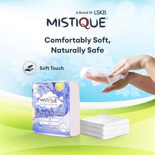 Image of MISTIQUE 2 Ply 50 Pulls Tissue Paper Napkin (Pack of 6) | Soft and Highly Absorbent | Sheet Size (30 * 30 cm)
