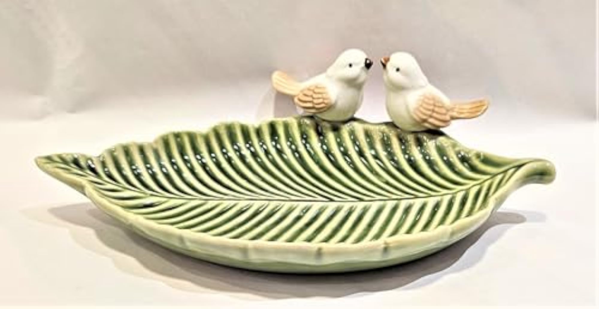Green Ceramic Jewelry Storage Tray, Bird Design