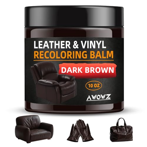 Leather Recoloring Balm - Scratch Repair & Color Restore Kit for Faded Leather, Leather Couch & Car Seats - 10OZ Leather Restorer Balm for Furniture, Auto...