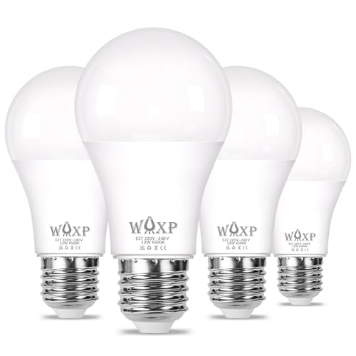 E27 Screw LED Light Bulb Cool White 100W Equivalent 1600 Lumen Super Bright ES GLS Bright White Light Bulbs 12 Watt Large Screw in Light Bulb 6500K Flicker Free Non-dimmable Pack of 4