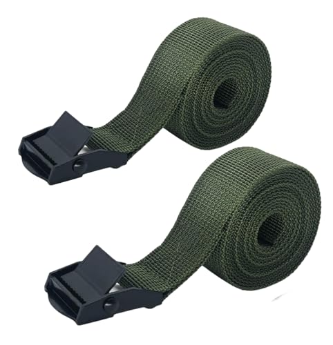 Trail Camera Strap 2 PCS - Adjustable Security Strap for Outdoor Trail Camera, Monitoring, Motorcycle, Cargo, Trucks,Trailer,Luggage, Heavy Duty Trail Cam Straps 3.3 ft x 1 in, Green