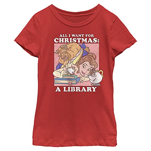 Disney Princesses Belle All I Want for Christmas is a Library Girls T-Shirt