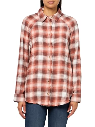 Lucky Brand Women's Tunic Flannel Shirt, Brown Plaid