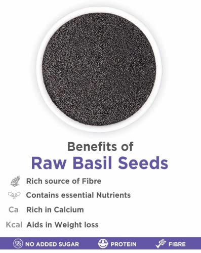 Image of NutriOrganics Authentic Raw Basil Seeds(Sabja)-Immunity Booster,Fiber-Rich Superfood For Weight Loss 500G|Tukmariya Seeds