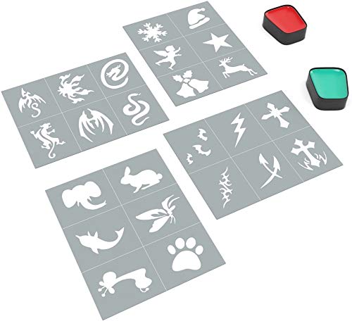 Face Painting Kit - 16 Colors with Brush, Stencils & Tattoos