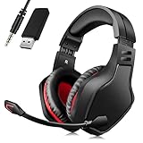 Wireless Headset with Microphone, BEAVIIOO 2.4G Gaming Headset for PC/PS4/PS5/-50 Hours, Headphones Gamer with USB Port, Wired Mode for Xbox/Switch, Bluetooth Mode for Phone/TV