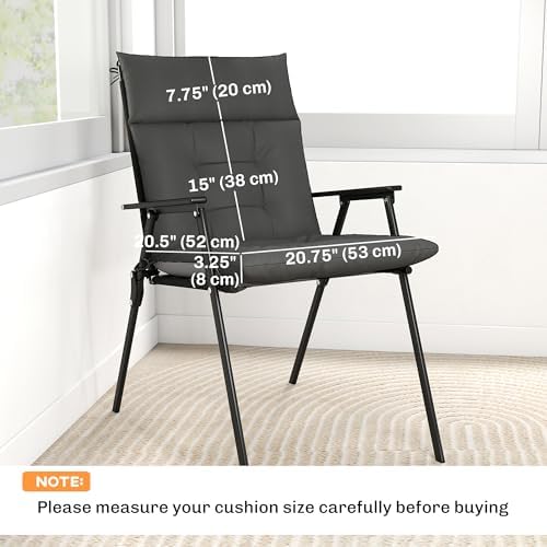 Outsunny Patio Chair Cushions Set of 4, Waterproof Lounge Chair Cushions with Ties, Non-Slip Replacement Seat Pads for Indoor Outdoor, Garden Furniture, 44"x21", Dark Grey — view 6
