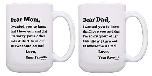 ThisWear Dear Mom Dear Dad I Wanted You to Know 2 Pack 15oz Ceramic Coffee Mug Set