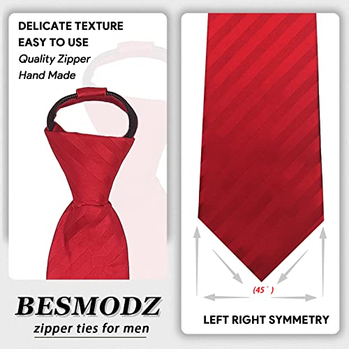 BESMODZ Men's Lot 6 PCS Classic Zipper Ties Pretied Solid Color Necktie Set