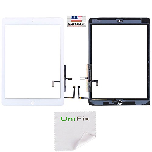Unifix White Touch Screen Glass Digitizer for iPad Air 5th Generation Gen with Pre-Installed Adhesive & Home Button