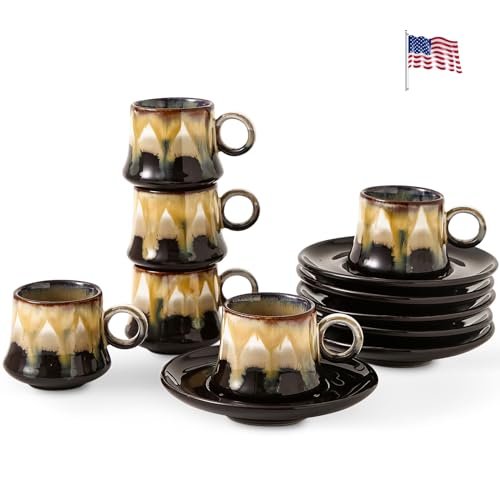 Vvxliv Espresso Cup and Saucer Set of 6