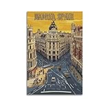 DGHFOP Madrid Vintage Tours (2) Póster de pared en lienzo, pintura decorativa para sala de estar, dormitorio, 40 x 60 cm, estilo sin marco
