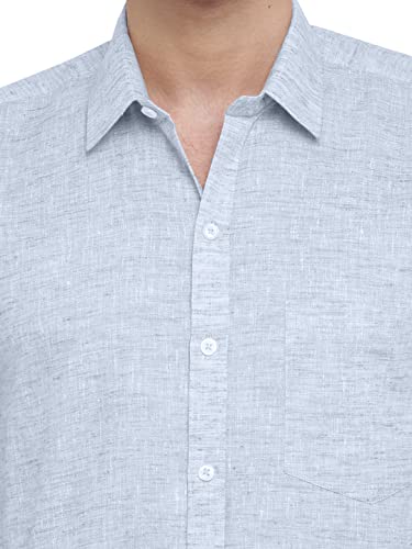 Image of GHPC Cotton Linen Plain Solid Half Sleeves Regular Fit Formal Shirt for Men