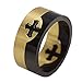 Produktbild Autiga Ring Edelstahl Herren Damen Kreuz Puzzle Bandring Gothic Freimaurer Tempelritter Gold-schwarz 62 - Ø 19,76 mm