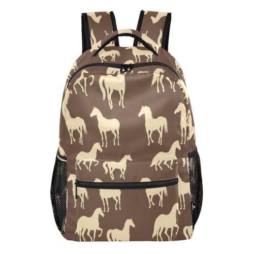 Sac à dos mignon avec chevaux marron pour adolescentes filles et garçons