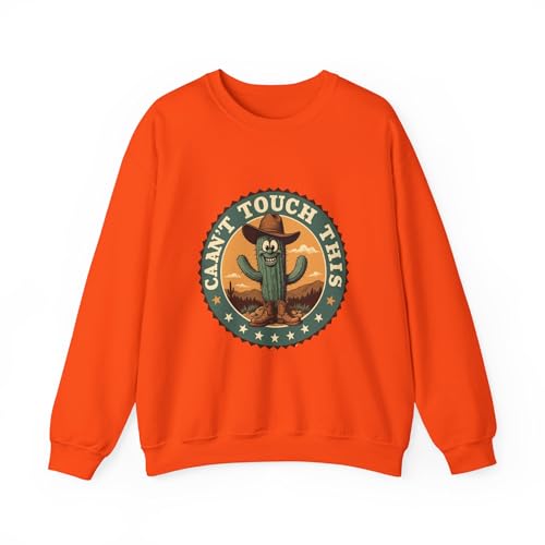 Cactus Crewneck Sweatshirt - 'Can't Touch This' Graphic, Cozy Unisex
