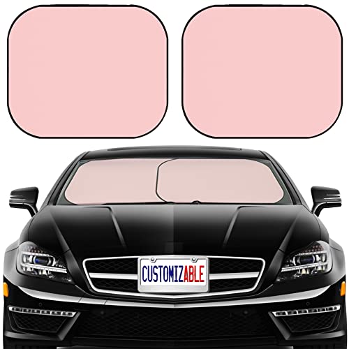Maizi Car Windshield Sun Shade 2 Piece Foldable Car Sunshade, Universal Fits Car, Sedan, SUV, Truck, Block Sun Glare, UV and Heat, Protect Car Interior, Rose Quartz Color