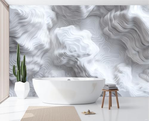 Papier Peint Installation Facile Blanc Effet Relief 3D 250X175 Cm