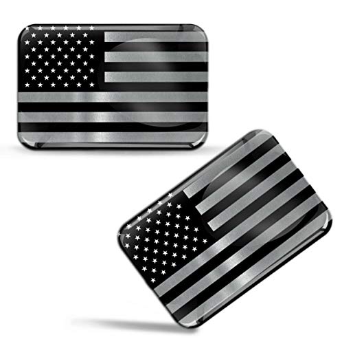 Biomar Labs® 2 x 3D Flexibles Autocollant Stickers Drapeau National Amérique Etats Unis USA America Argent Flag Adhésif pour Décoration Car Voiture Auto...