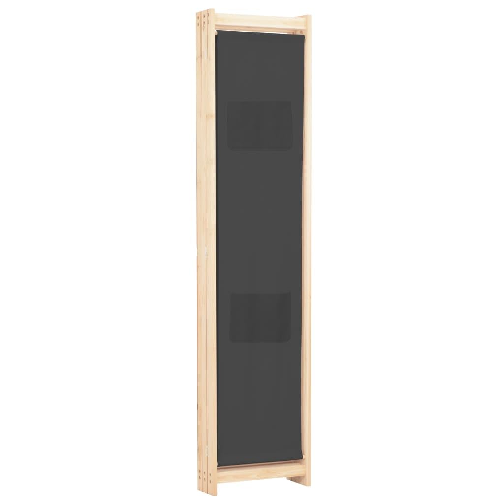 vidaXL Divisorio a 3 Pannelli con Tasche Autoportante Paravento Separé Privacy Stanza Grigio 120x170x4 cm in Tessuto e Massello Abete