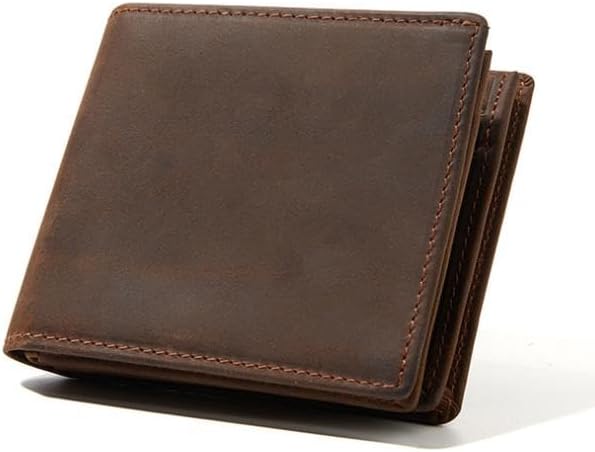 JRILUO Herren Geldbörse Aus Leder - Mit Münzfach & Kartenfächern, Schwarz, Kompakt